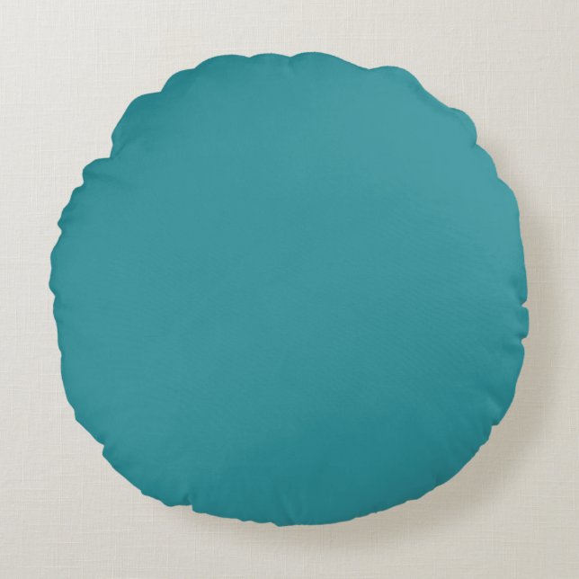 Gewoon donker blauwgroen rond kussen (Voorkant)