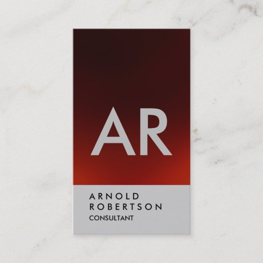 Gewoon donkerrood grijs monogram Visitekaartje (Voorkant)