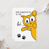 Gewoon door te zeggen: Hi Cat Flat Greeting Kaart (Voorkant / Achterkant in situ)