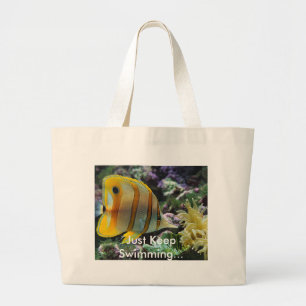 Gewoon door te zwemmen grote tote bag
