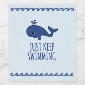 Gewoon door te zwemmen op walvis wijn etiket (Enkel label)