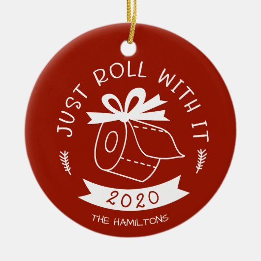 Gewoon doorrollen met het grappige feestelijke ker keramisch ornament (Voorkant)