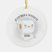 Gewoon doorrollen met het grappige kerstfeest keramisch ornament (Voorkant)