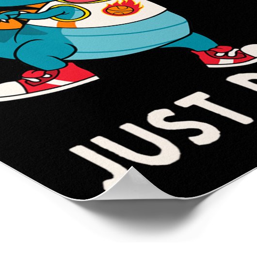 Gewoon Dunk It Fun Dinosaur Basketball League Slam Poster (Hoek)