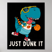 Gewoon Dunk It Fun Dinosaur Basketball League Slam Poster (Voorkant)