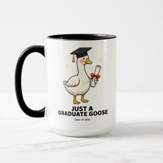 Gewoon een afgestudeerde gans Klas van 2026  Grapp Mok (Links)