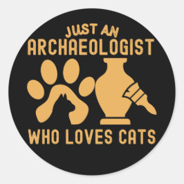 Gewoon een archeoloog die van katten houdt Klassie Ronde Sticker