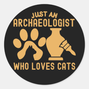 Gewoon een archeoloog die van katten houdt Klassie Ronde Sticker