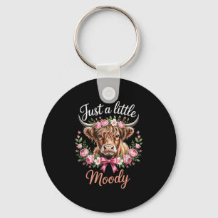 Gewoon een beetje Moody Highland Koe Graphic voor Sleutelhanger