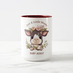 Gewoon Een Beetje Moody koe baby naam Tweekleurige Koffiemok