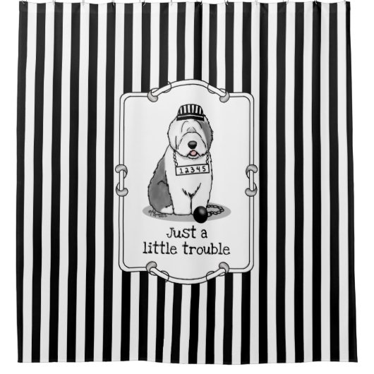 Gewoon een beetje onoplosbaar oud Engels Sheepdog  Douchegordijn (Voorkant)