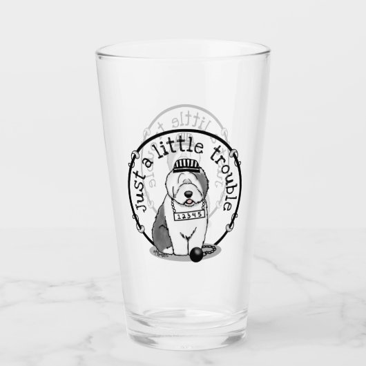 Gewoon een beetje onoplosbaar oud Engels Sheepdog Glas (Voorkant)