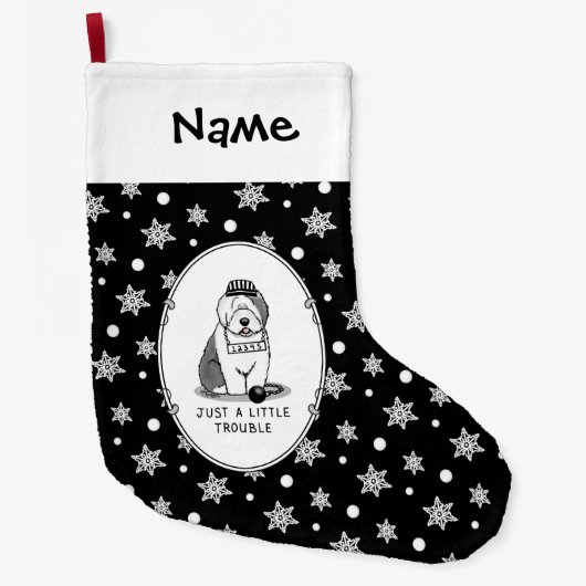 Gewoon een beetje onoplosbaar oud Engels Sheepdog Grote Kerstsok (Voorkant)