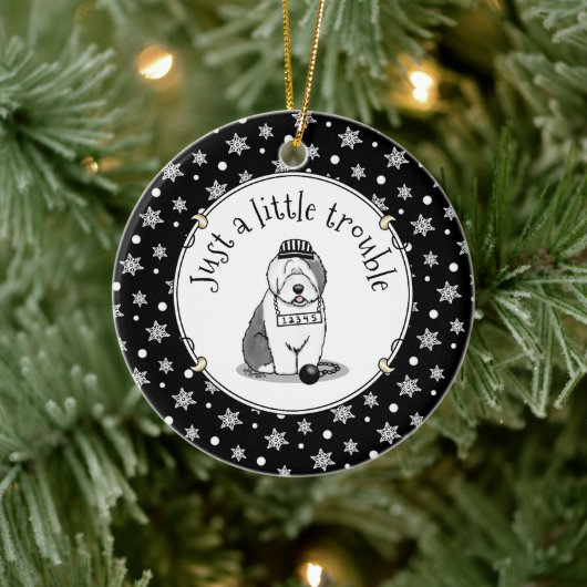 Gewoon een beetje onoplosbaar oud Engels Sheepdog Keramisch Ornament (Boom)