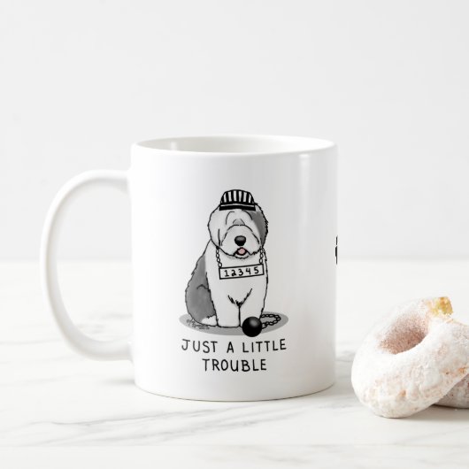 Gewoon een beetje onoplosbaar oud Engels Sheepdog  Koffiemok (Met donut)