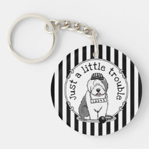 Gewoon een beetje onoplosbaar oud Engels Sheepdog Sleutelhanger