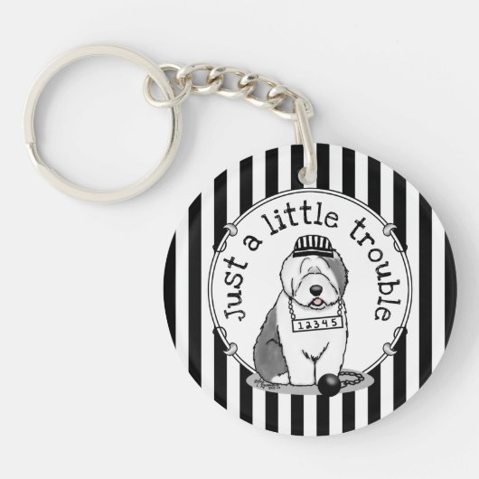 Gewoon een beetje onoplosbaar oud Engels Sheepdog Sleutelhanger (Voorkant)