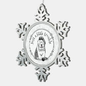 Gewoon een beetje onoplosbaar oud Engels Sheepdog  Tin Sneeuwvlok Ornament (Rechts)