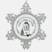Gewoon een beetje onoplosbaar oud Engels Sheepdog  Tin Sneeuwvlok Ornament (Voorkant)