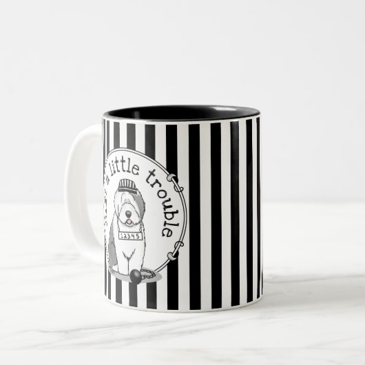 Gewoon een beetje onoplosbaar oud Engels Sheepdog  Tweekleurige Koffiemok (Voorkant links)