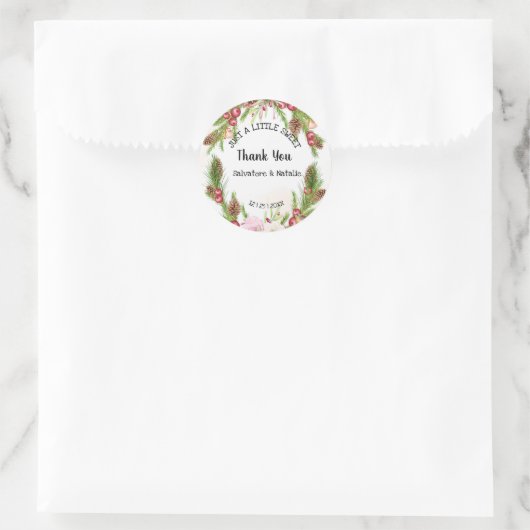 Gewoon een beetje Sweet Treat kerstbruiloft Ronde Sticker (Tas)