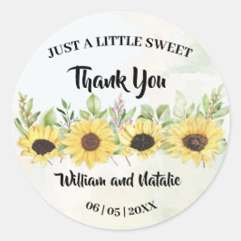 Gewoon een beetje Sweet Treat Sunflower Wedding Fa Ronde Sticker