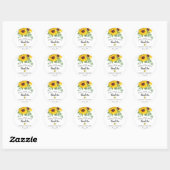 Gewoon een beetje Sweet Treat Sunflower Wedding Fa Ronde Sticker (Vel)