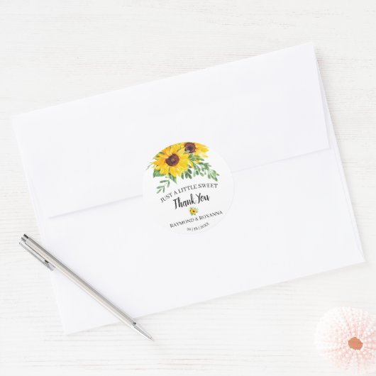 Gewoon een beetje Sweet Treat Sunflower Wedding Fa Ronde Sticker (Envelop)