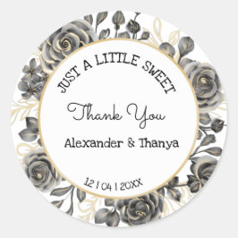 Gewoon een beetje SweetTreat Black Rozen Wedding F Ronde Sticker