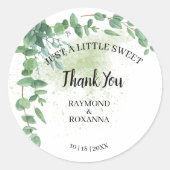 Gewoon een beetje SweetTreat Eucalyptus WeddingFav Ronde Sticker (Voorkant)