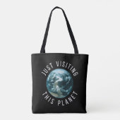 Gewoon een bezoek brengen aan deze planeet Black Tote Bag (Achterkant)