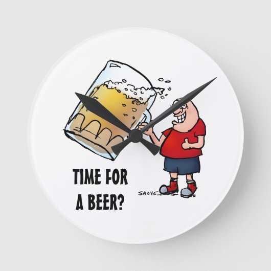 Gewoon één BIG Beer-man Ronde Klok (Voorkant)