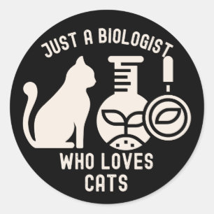 Gewoon een bioloog die van katten houdt, biologie ronde sticker