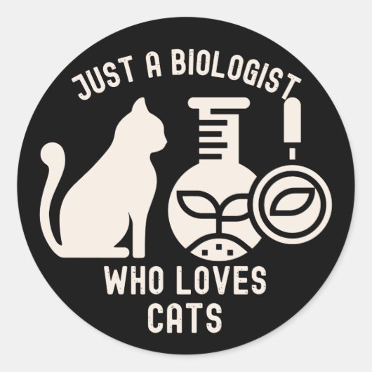 Gewoon een bioloog die van katten houdt, biologie  ronde sticker (Voorkant)
