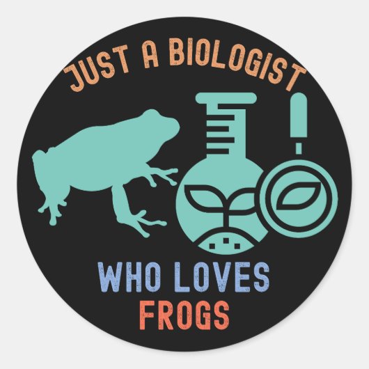 Gewoon een bioloog die van kikkers houdt, grappige ronde sticker (Voorkant)