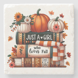 Gewoon een bookish meisje die van Herfst houdt Stenen Onderzetter