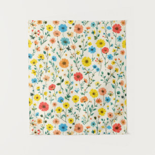 Gewoon een bos gelukkige kleine bloemen wandkleed