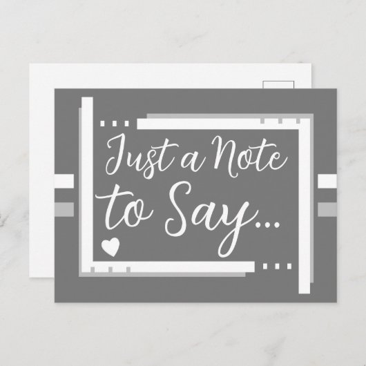 Gewoon een briefje om te zeggen grijs wit briefkaart (Voorkant / Achterkant)
