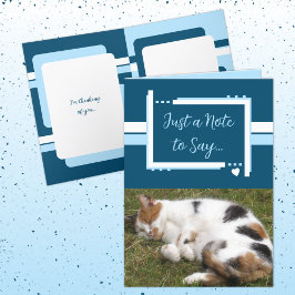 Gewoon een briefje om te zeggen kat foto's blauw w kaart