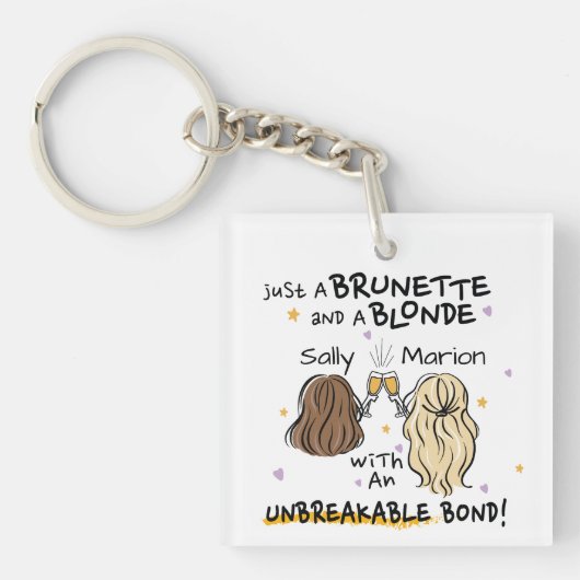 Gewoon een brunette en een blonde Custom Name Sleu Sleutelhanger (Voorkant)