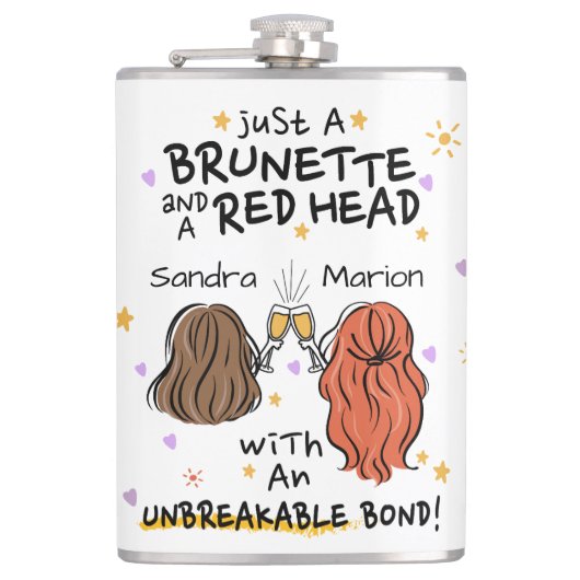"Gewoon een brunette en een rode kop" Custom Flask Heupfles (Voorkant)