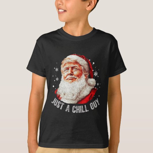 Gewoon een chill jongens kerst grappig Santa Trump T-shirt (Voorkant)