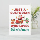 Gewoon een conciërge die van Kerstmis houdt Feestdagenkaart (Staand voorkant)