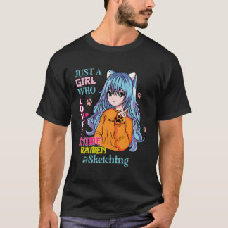 Gewoon een die houdt van anime Ra en schetsen N T-shirt
