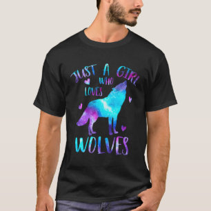Gewoon een die houdt van wolven Galaxy Space Wolf T-shirt