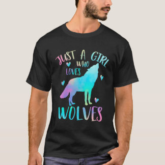 Gewoon een die houdt van wolven Waterverf Wolf T-shirt