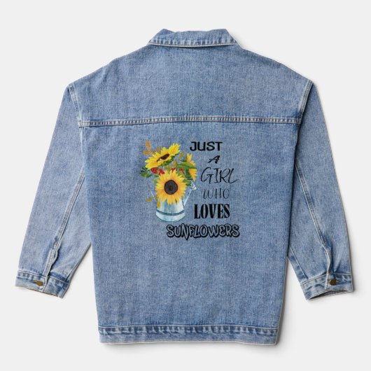 Gewoon een die houdt van zonnebloemen denim jacket (Achterkant)