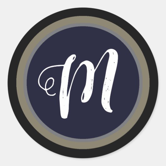 Gewoon een eenvoudige cirkel monogram ronde sticker (Voorkant)