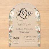 Gewoon een Elegante Bloemboog Wintertrouwdag Acryl Uitnodigingen (Voorkant)