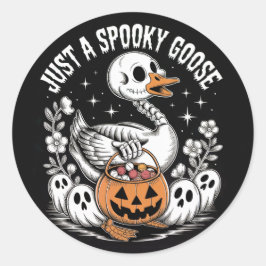 Gewoon een enge gans Halloween-sticker – Schattig Ronde Sticker